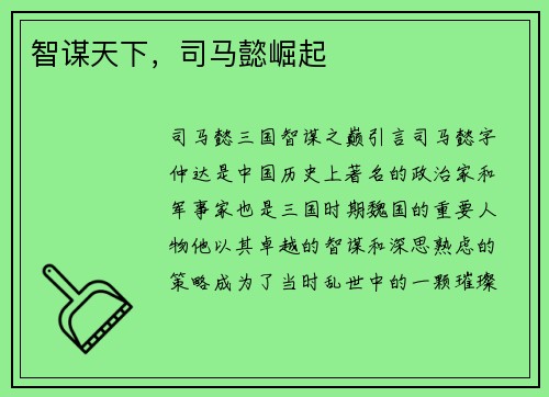 智谋天下，司马懿崛起